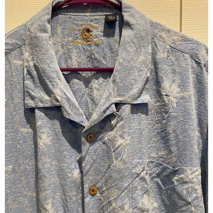 Eagle‎ Dry Goods Hawaiian Shirt XXL, 100% Silk, Blue with Palm Trees, Signature